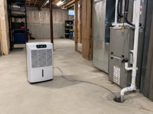 Dehumidifier draining directly to floor drain for continuous operation