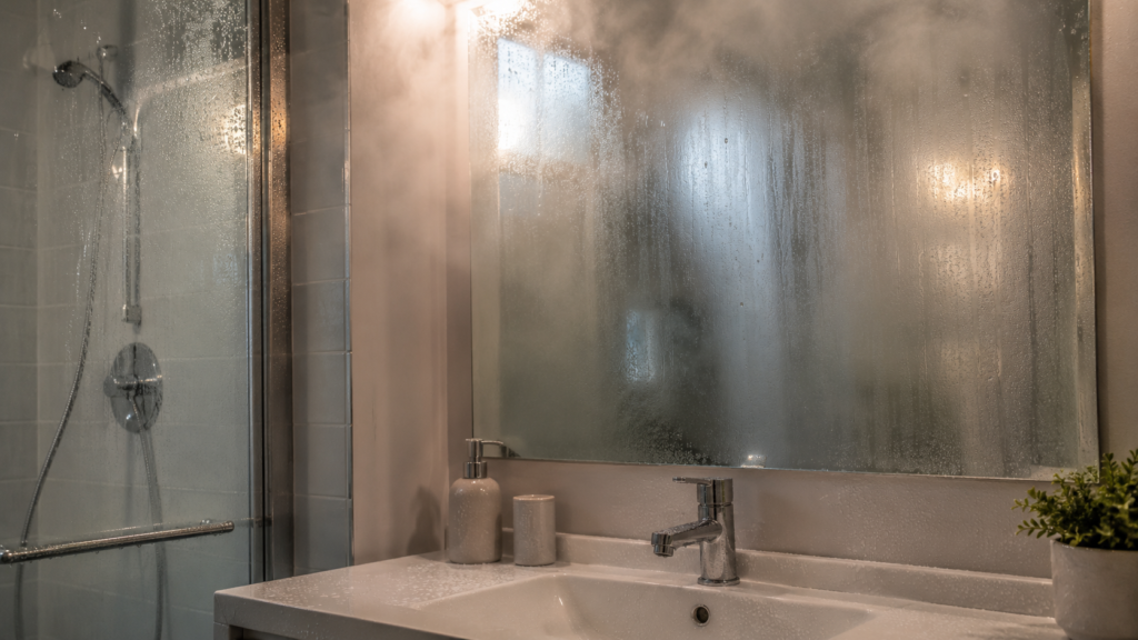 Fogged Mirror in a bathroom